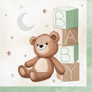Teddy Bear Luncheon Napkins, 16 Count, 6.5”, Teddy Bear Baby Shower, Teddy Bear Party