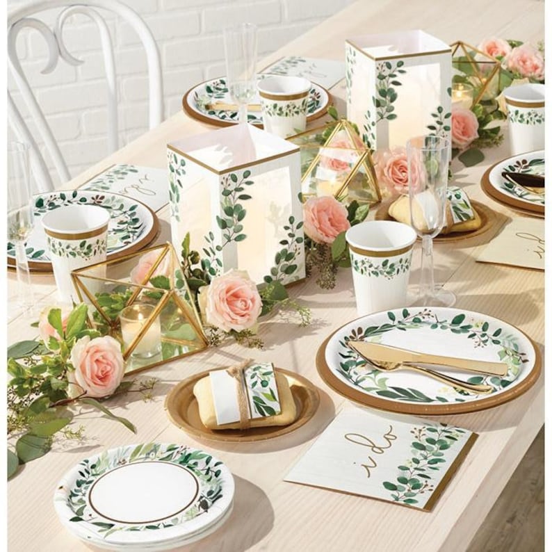 Eucalyptus Greens Dessert Plates Set of 8 Bridal Shower Etsy