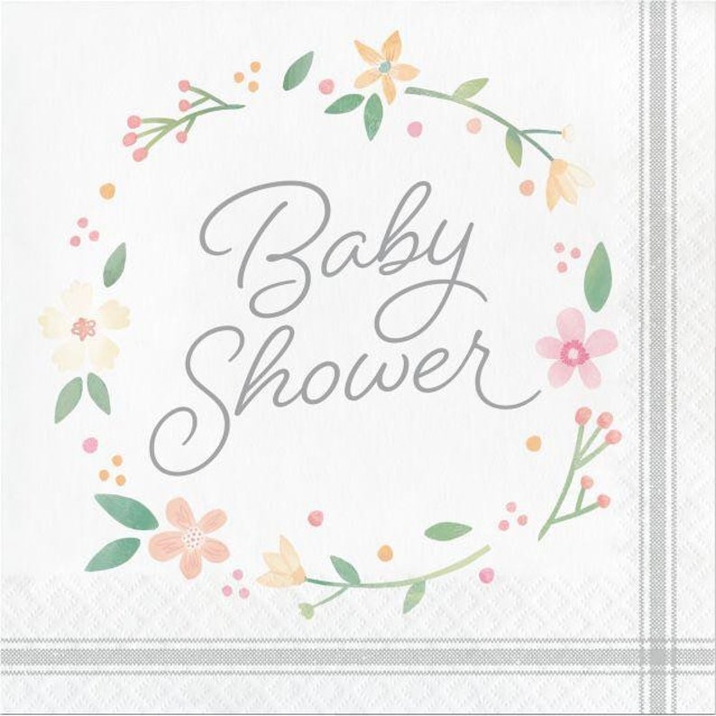 CLOSEOUT 50 OFF Farmhouse Floral Baby Shower Luncheon Napkins Set of 16 Farm Party Rustic Floral Baby Shower Farmhouse Party