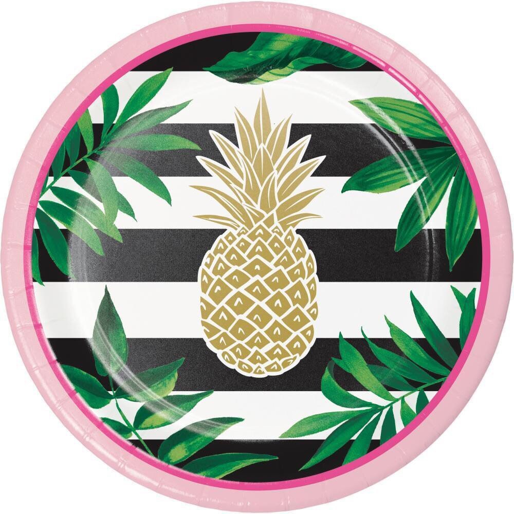 Pineapple 7 Dessert Plates Gold Foil Available in sets of 8 Summer Birthday Party Luau Party Bridal Shower Decor