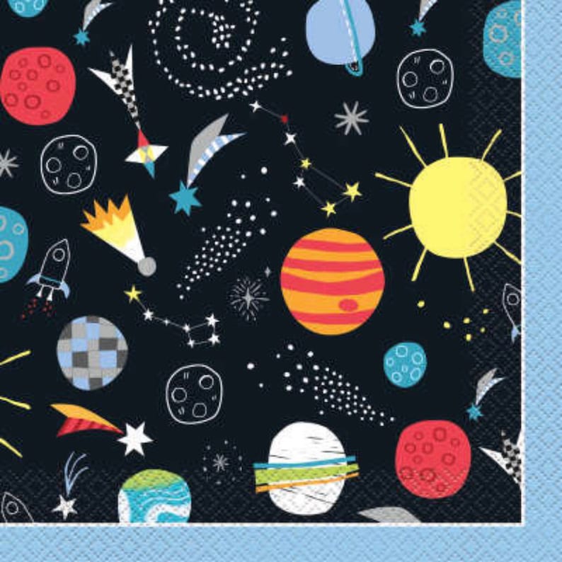321 Blastoff Outer Space Birthday Party Luncheon Napkins Set of 16 Space Party Rocket Party