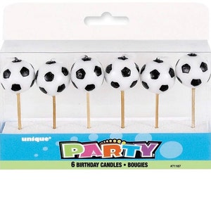 6 Count Sports Fanatic Soccer Shaped Pick Candles, Soccer Party, Soccer Birthday, Soccer Theme