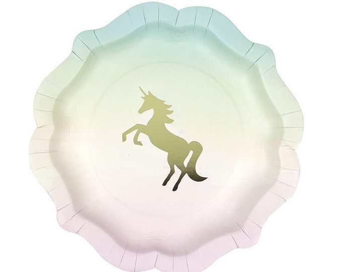 Pastel Unicorn Dessert Plates Unicorn Party Set of 12 Plates Etsy