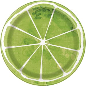 Citrus Fruit 7” Lime Slice Dessert Plates, Set of 8, Fruit Party, Summer Birthday, Sweet Birthday, Picnic Plates