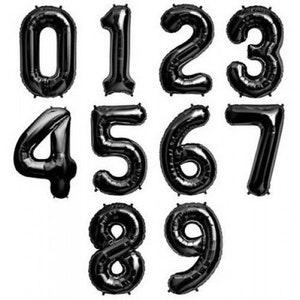 Black 26” Number Balloon, Choose 0-9, Birthday Balloon