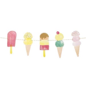 CLOSEOUT!! 50% OFF Ice Cream Party Watercolor Garland, 9 feet long, Popsicle Party, Popsicle Birthday, Popsicle Banner