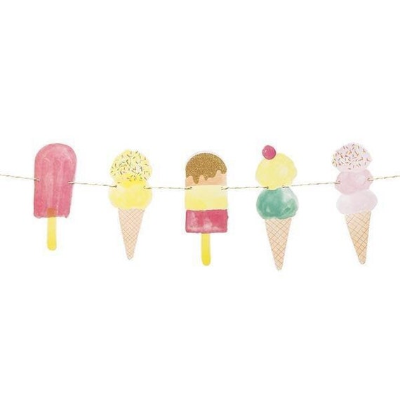 Ice Cream Party Watercolor Garland 9 Feet Long Popsicle -  Denmark