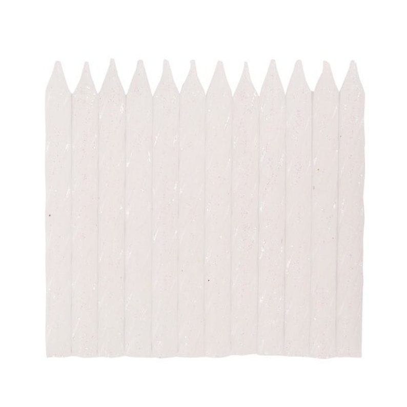 Birthday Candles Set of 24 White Iridescent Sparkle Spiral Birthday Candles