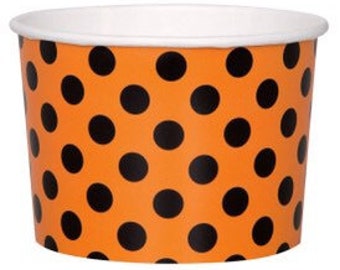 Orange and Black Dot Halloween 9 oz Treat Cups, Halloween Party, Set of 8