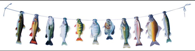 Fish Banner, Large 10 to 16 Fish, Adjustable Banner 4 feet to 7 feet length, String of Fish Banner image 2