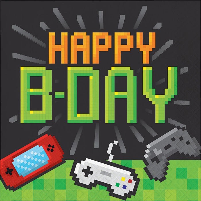 Gaming Party Luncheon Napkins Plates 65x65 16ct Gamers Birthday Video Game Birthday