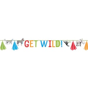 Party Animals “Get Wild” Tassel Banner, 8 feet long, Safari Birthday Party