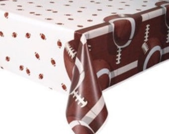 Football Plastic Table Cover, 54 x 84 inches, Football Tablecloth, Football Party, Football Birthday