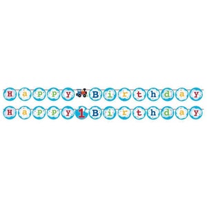 All Aboard Railroad Happy Birthday Banner, Transportation Party, Train Birthday Banner