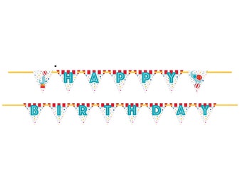 Circus Carnival Happy Birthday Banner, 11 feet long, Circus Themed Birthday