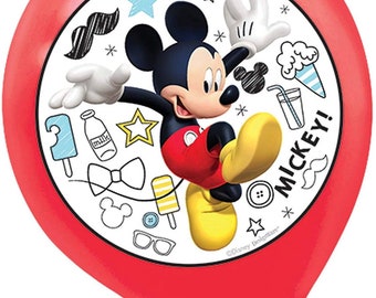CLOSEOUT!! 50% OFF Mickey Mouse Latex Balloons, Red - 12” , Pack of 5, Mickey Mouse Party