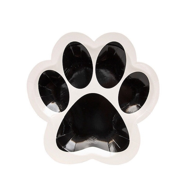 Paw Print Shaped Dessert Paper Plates, Dog or Cat Party Plates, Dog Party, Puppy Party, Set of 8