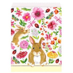 Floral Easter Bunny Paper Goody Bag, Set of 8, Easter Party, Somebunny is One