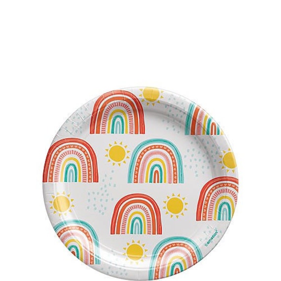 Rainbow Mini Polka Dot Dessert Plates – 8 Colorful 6.875-Inch Disposable Plates For Birthdays, Parties, Snacks & Cake - View #3