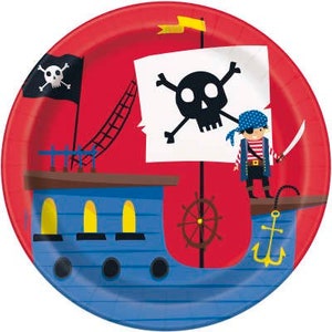 Pirate Party Birthday Dessert Plates, Set of 8, Ahoy Matey Party, Pirate Party
