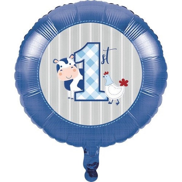 CLOSEOUT!! 50% OFF Farm Party Balloon, Barnyard Party, Blue and Red Farmhouse Party