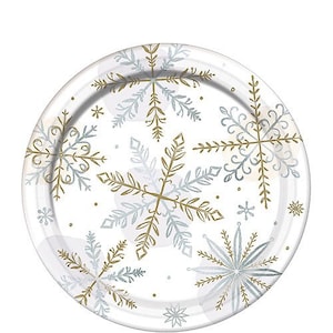 Snowflake 7” Dessert Plates, Set of 8, Winter Wonderland, Snowflake Birthday