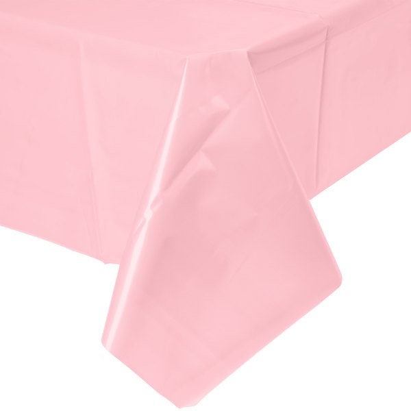 Pastel Pink Plastic Table Cover, 54”x108” Rectangle