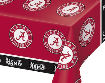 University of Alabama Plastic Tablecloth 54”x108”, 1 Count, Alabama Party