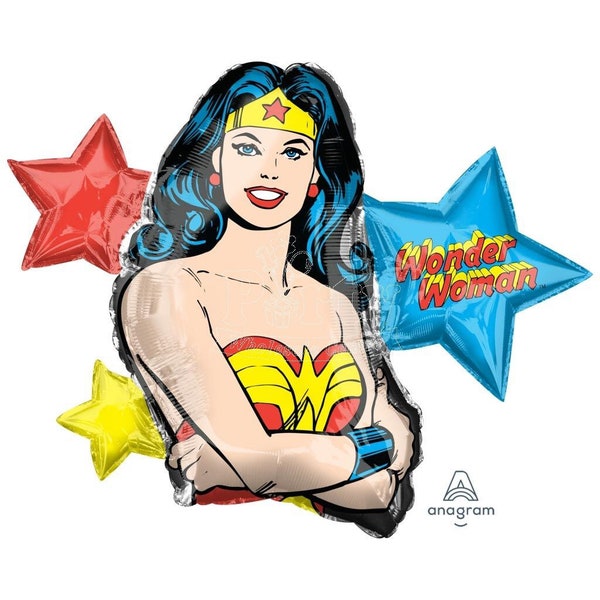 Wonder Woman 33" Supershape Balloon, Wonder Woman Birthday, Superhero Themed Birthday Party, Superhero Party, Superhero Decor