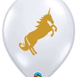 CLOSEOUT!! 50% OFF 11&quot; Clear Unicorn Balloons with Gold Unicorn - Set of 6 Balloons, Unicorn Baby Shower, Unicorn Birthday