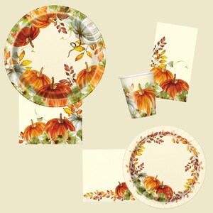 Watercolor Pumpkin Fall 9” Dinner Plates, Harvest Plates, Fall Party ...