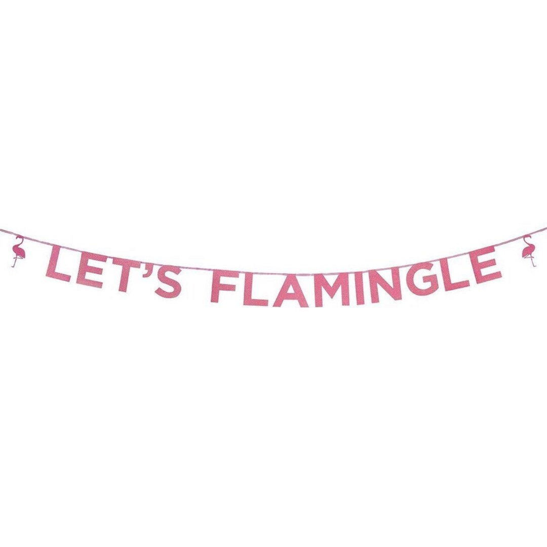 Lets Flamingle Party Garland, Pink Glitter 9 Fet Long, Flamingo Party ...