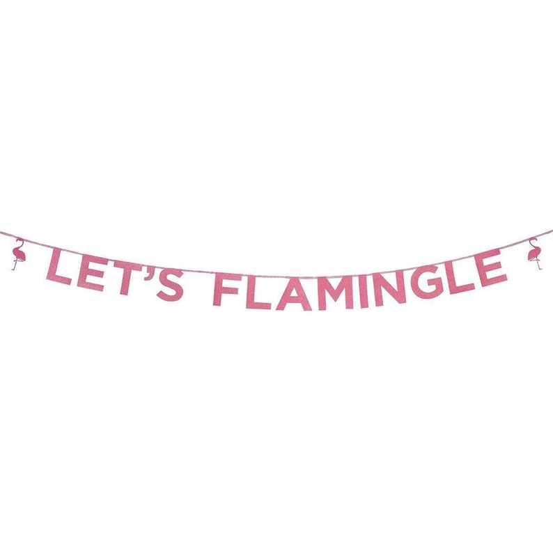Lets Flamingle Party Garland, Pink Glitter 9 Fet Long, Flamingo Party ...