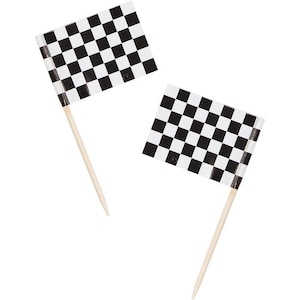 Black and White Check Party Picks, Set of 50, Racing Party