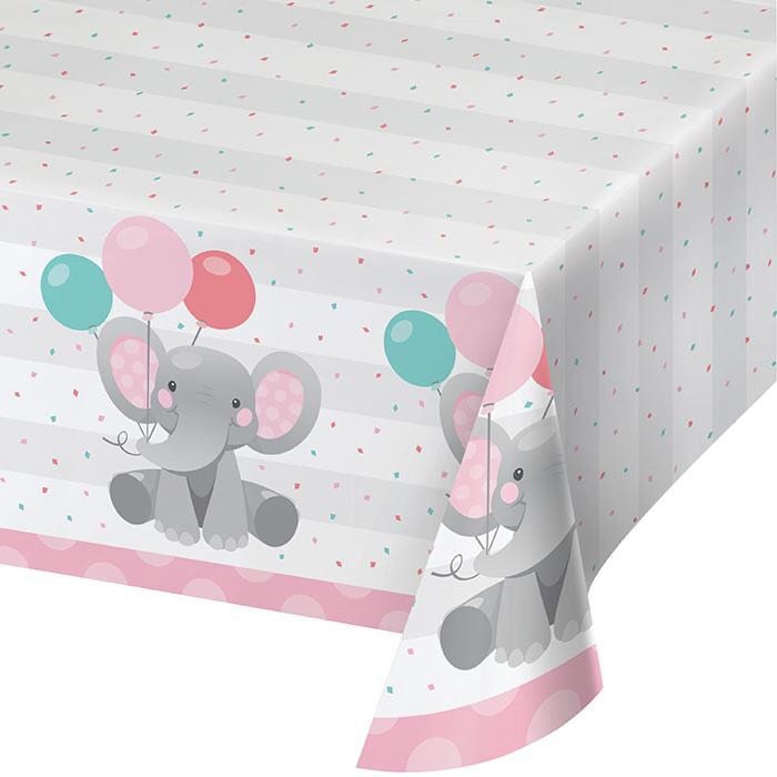 Elephant Pink Table Cover 54x102 Elephant Themed Party Elephant Baby Shower