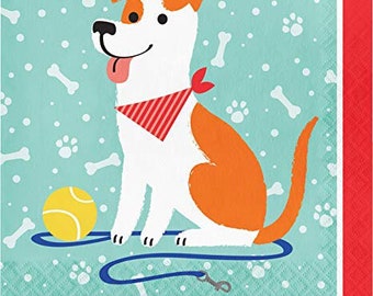 Dog Party Luncheon Napkins, Dog Party, Puppy Party, Set of 16 napkins