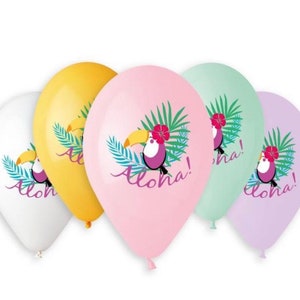 13&quot; ALOHA TOUCAN - Set of 5 Latex Balloons -