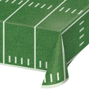 Football Field Plastic Table Cover, 54 x 108 inches, Football Tablecloth, Football Party, Football Birthday