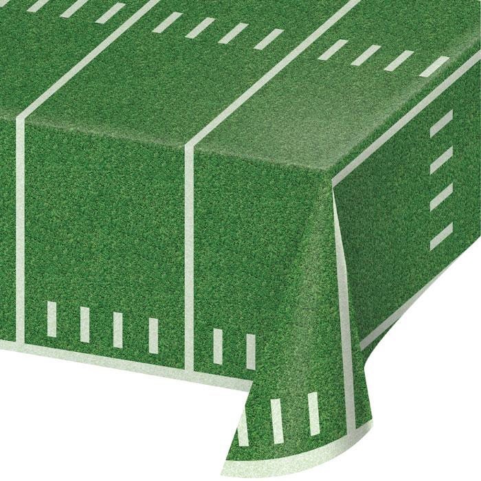 Football Field Plastic Table Cover, 54 x 108 inches, Football Tablecloth, Football Party, Football Birthday