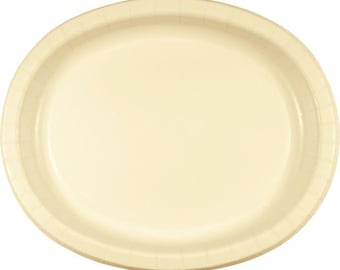 Ivory Paper Oval Platters, 10x12 inches, Package of 8