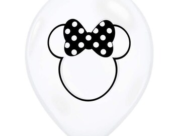 Minnie Mouse 11" Latex Balloons, Set of 5, Minnie Mouse Birthday, Minnie Mouse Baby Shower
