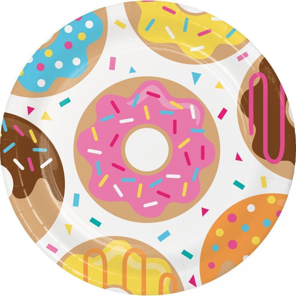 8 Count Donut Time 9 Dinner Plates Donut Party Donut Birthday Donut Theme