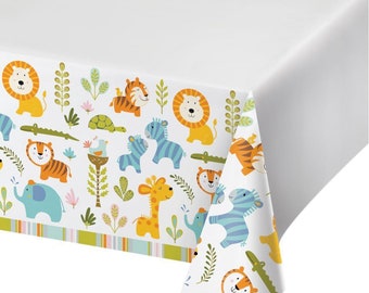 Jungle Party Table Cover, 54” x 102”, Jungle Baby Shower, Jungle Birthday