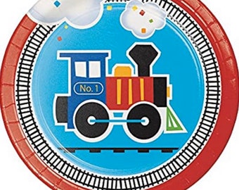 All Aboard Train Dessert Plates, Set of 8