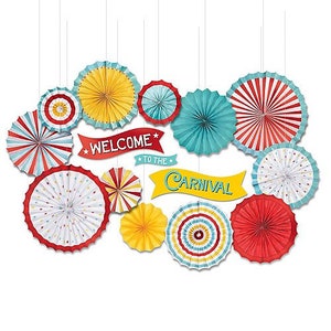 Circus Carnival Fan Decorating Kit, 15 piece set, Circus Themed Birthday