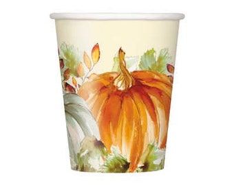 Watercolor Pumpkin Fall 9 Dinner Plates, Harvest Plates, Fall Party ...