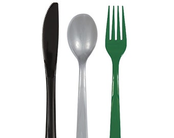 Football Themed Plastic Cutlery Set, Set of 15, Perfect Tailgating or Football Parties