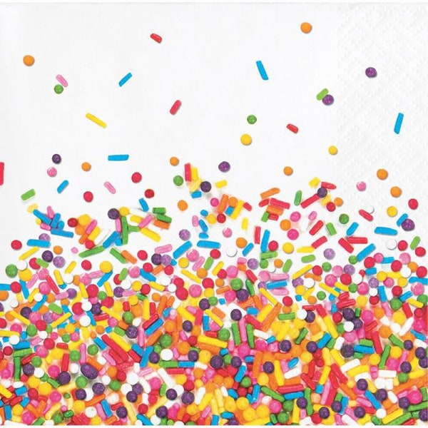 Confetti Sprinkles Beverage Napkins 5”, 16 count, Sprinkles Birthday Party