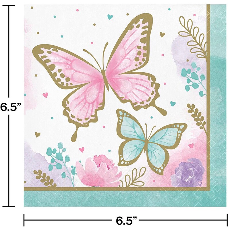 TackyNutPartyStore Butterfly Shimmer Napkins