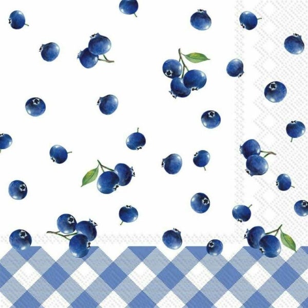 Blueberry Cocktail Napkins, Set of 20, Summer Birthday Party, Baby Shower